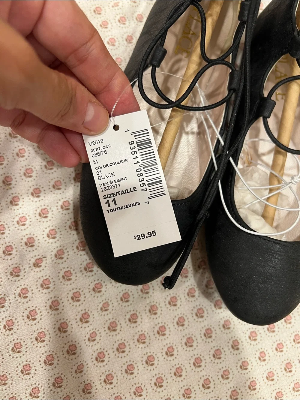 The Children's Place Black Lace-Up Ballet Flats